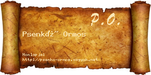 Psenkó Ormos névjegykártya