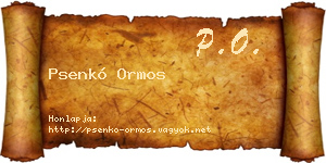 Psenkó Ormos névjegykártya