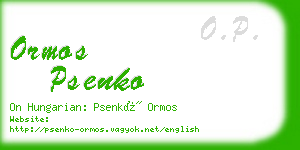 ormos psenko business card